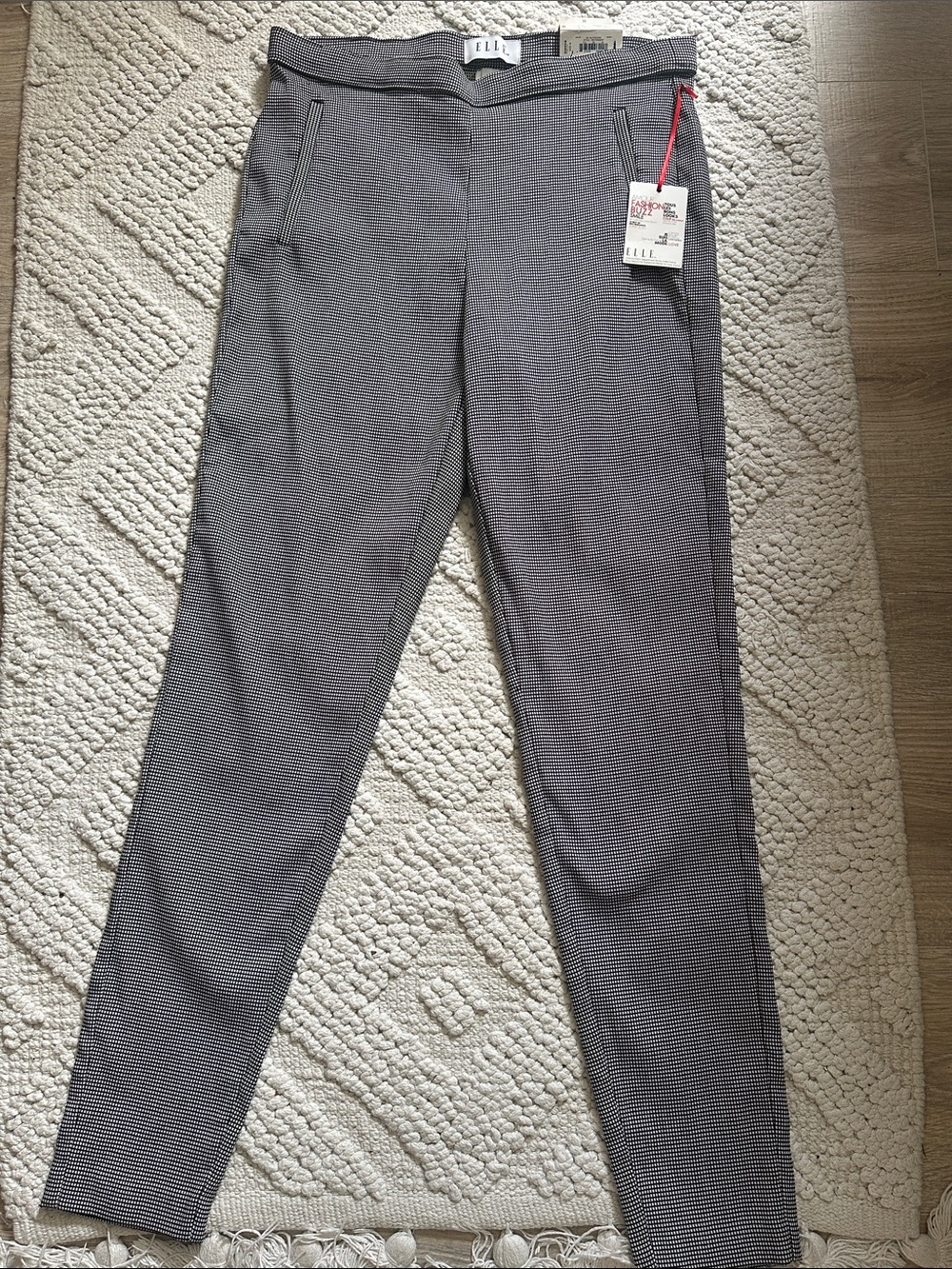Elle Grey Textured Pull-On Tapered Pants